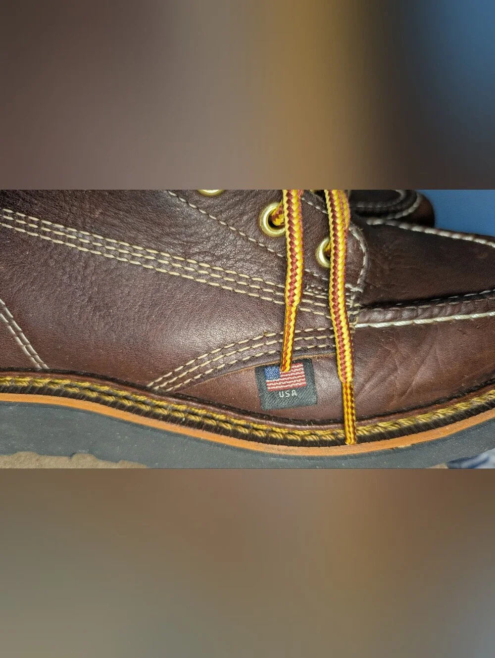Thorogood Men's Brown Leather Moc Toe Work Boots Size 6D
